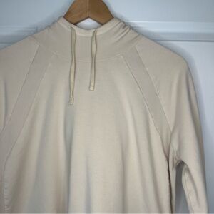 zuda Z-Knit Brushed Rib Hoodie Drawcord Sand Top Sweatshirt Women's -Size M